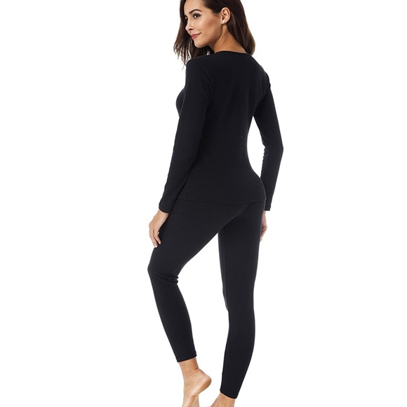 Black two piece pajama thermal underwear - Picture 2 of 5